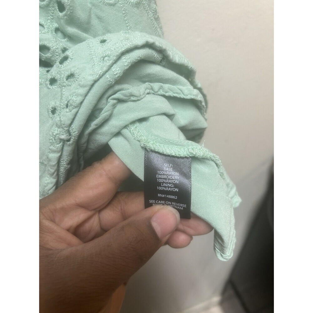 Torrid Eyelet Ruffle Sleeve Babydoll Hemlock Green Blouse Ruffle Size 1x - Picture 6 of 10